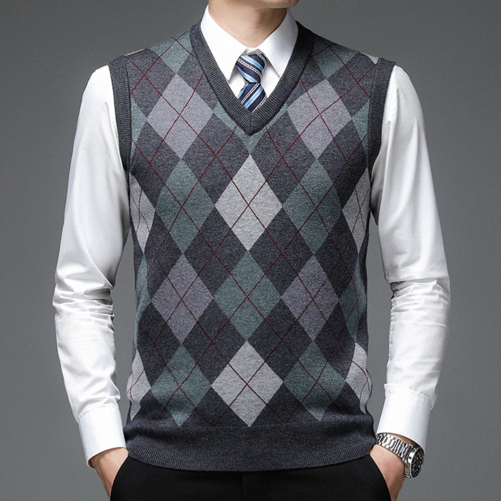 Classic Argyle Pattern Men's Sweater - Pexav