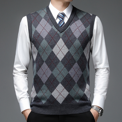 Classic Argyle Pattern Men's Sweater - Pexav