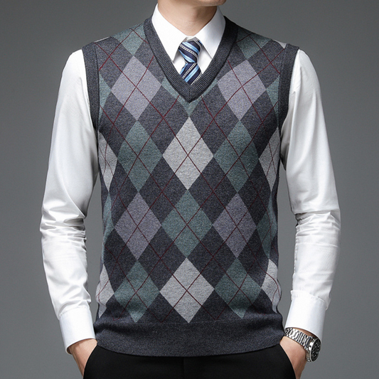 Classic Argyle Pattern Men's Sweater - Pexav