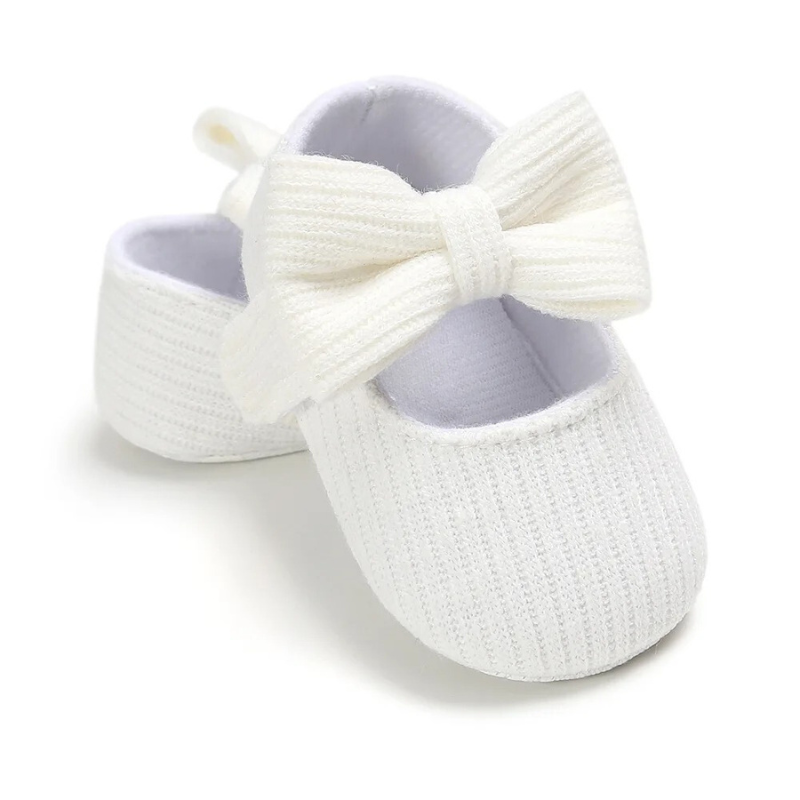 Girls Baby Booties - StackStars-White Bow-0-6 Months-Nora Luxe