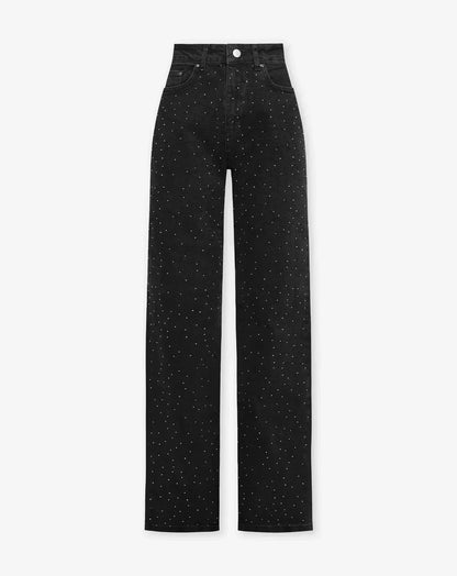 Glitter Ladies Jeans - Luminara-Black Light Pearls-S-Nora Luxe
