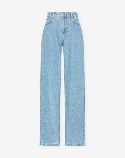 Glitter Ladies Jeans - Luminara-Light Blue Pearls-S-Nora Luxe