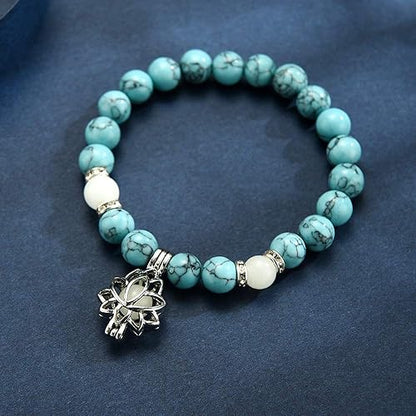 Glow-in-the-Dark Lotus Bracelet | Elegant Women's Jewellery-Blue-Aqua-Nora Luxe