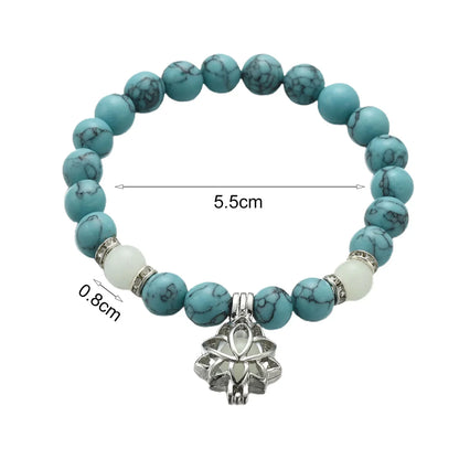 Glow-in-the-Dark Lotus Bracelet | Elegant Women's Jewellery-Blue-Aqua-Nora Luxe