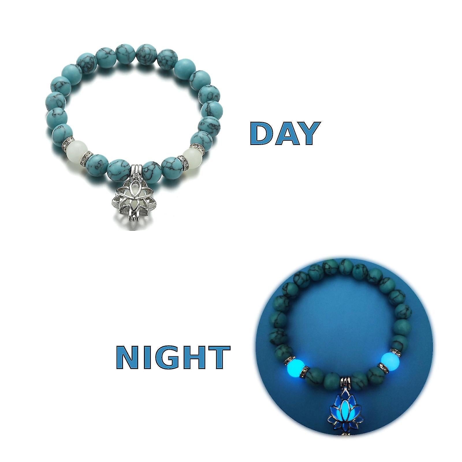 Glow-in-the-Dark Lotus Bracelet | Elegant Women's Jewellery-Blue-Aqua-Nora Luxe