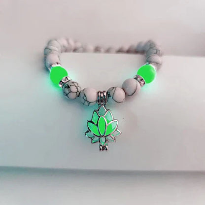 Glow-in-the-Dark Lotus Bracelet | Elegant Women's Jewellery-White-Green-Nora Luxe