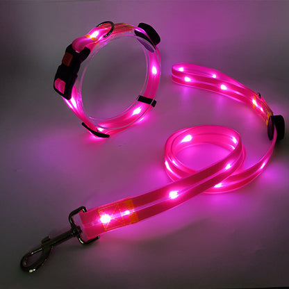 Glowing LED Dog Collar with Leash - NightBright-Yellow-Nora Luxe