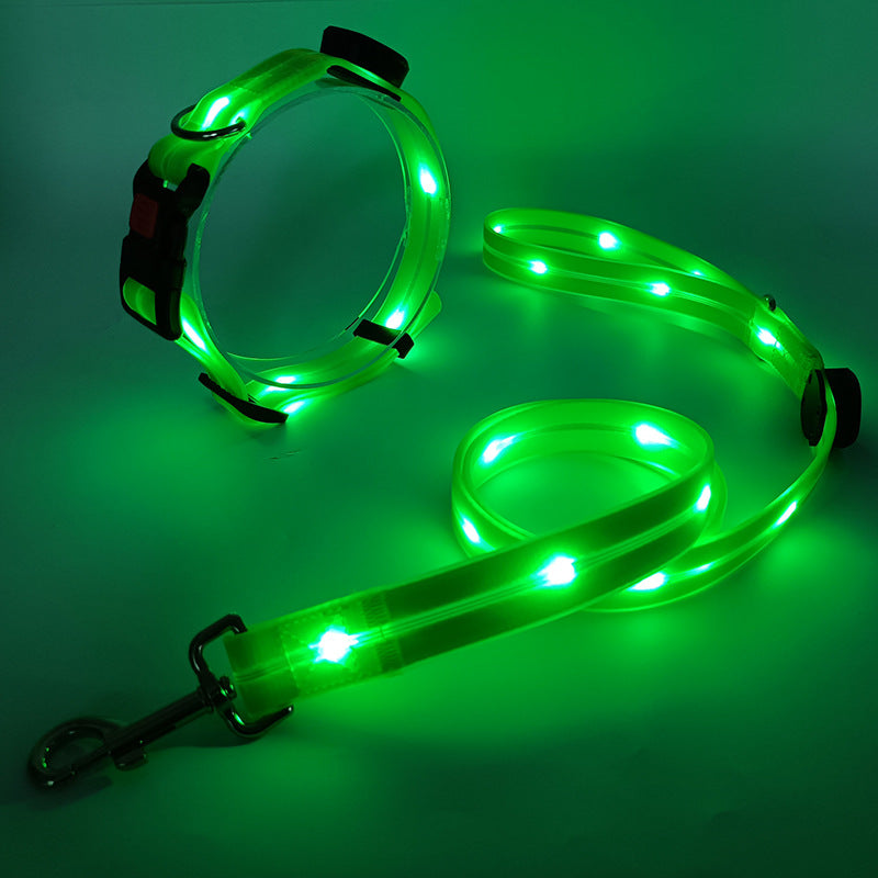 Glowing LED Dog Collar with Leash - NightBright-Yellow-Nora Luxe