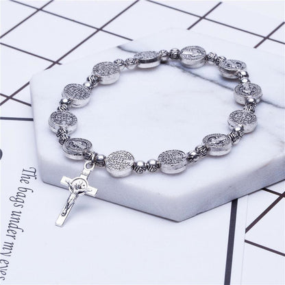 Gold and Silver Coloured Christian Cross Bracelet - Solana-Gold-Nora Luxe