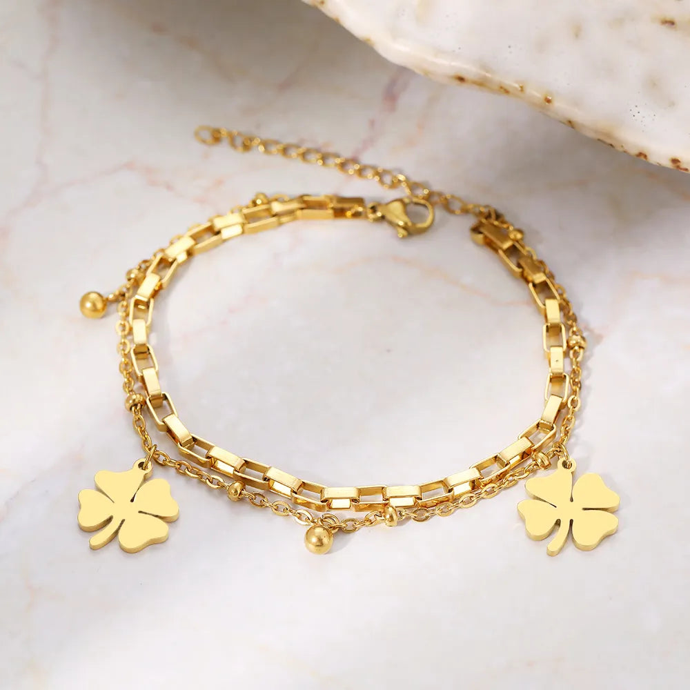 Sparkling Four Leaf Clover Women's Bracelet - Pexav