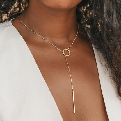 Gold Drop Bar Lariat Necklace | Elegant Women's Jewellery | Versatile Style-GOLD-Nora Luxe