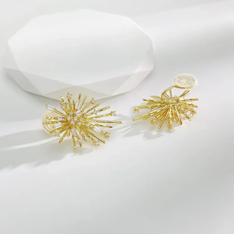 Sparkling Silver Firework Stud Earrings - Pexav