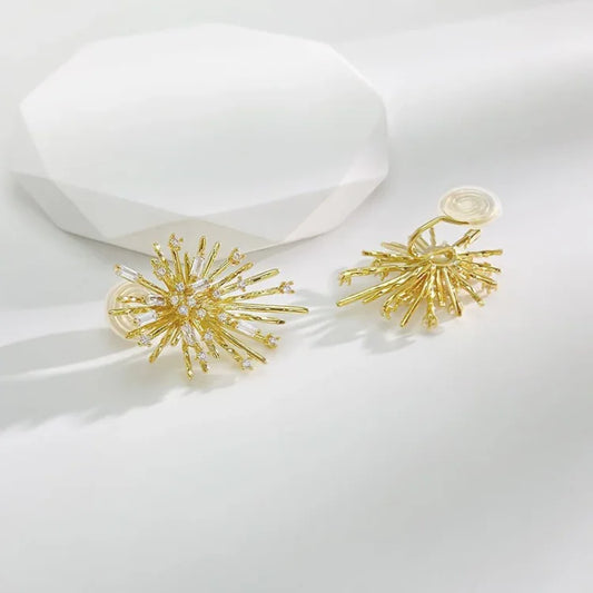 Sparkling Silver Firework Stud Earrings - Pexav