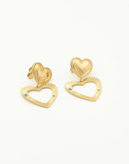 Shiny Love Drop Earrings | Silver Tone Studs - Pexav