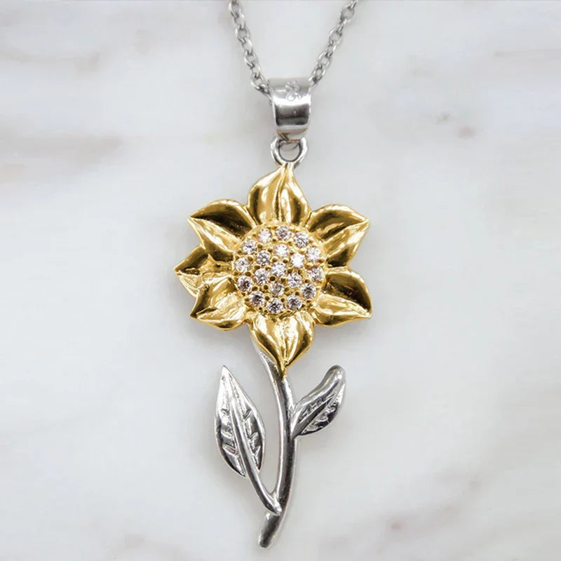 Golden Sunflower Necklace-Nora Luxe