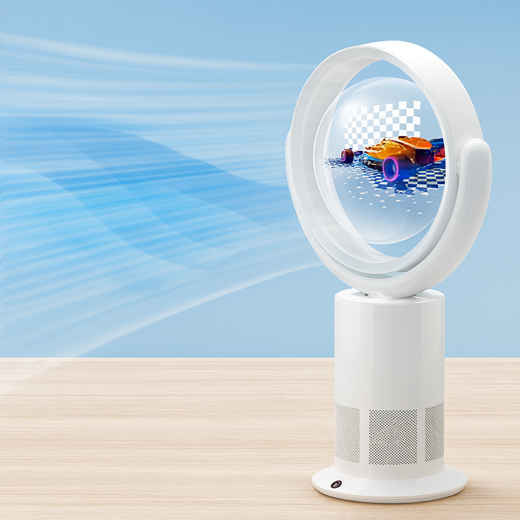 Advanced 3D Holographic Bladeless Fan Projector - Pexav