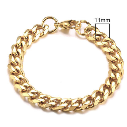 GRACE UNISEX CURB CHAIN BRACELET-.11CM Gold-18cm-Nora Luxe
