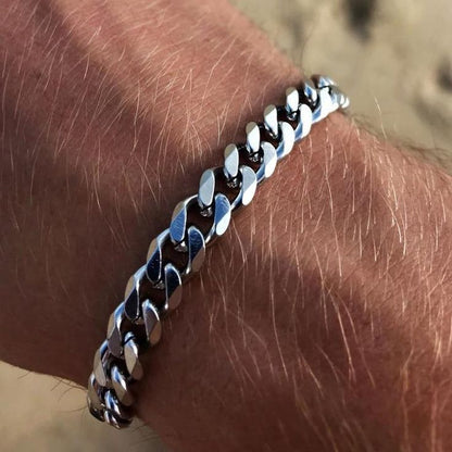 GRACE UNISEX CURB CHAIN BRACELET-.11CM Silver-18cm-Nora Luxe