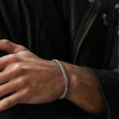 GRACE UNISEX CURB CHAIN BRACELET-.11CM Silver-18cm-Nora Luxe