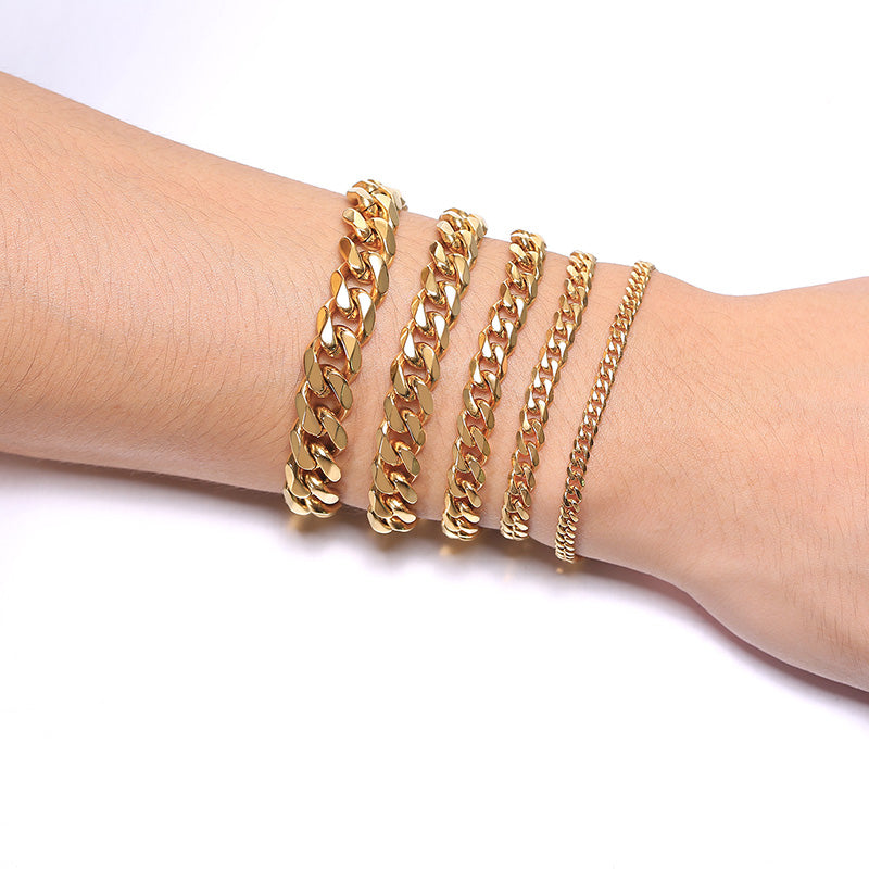 GRACE UNISEX CURB CHAIN BRACELET-.11CM Silver-18cm-Nora Luxe