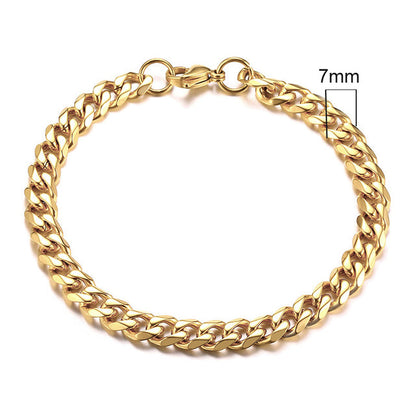 GRACE UNISEX CURB CHAIN BRACELET-.11CM Silver-18cm-Nora Luxe