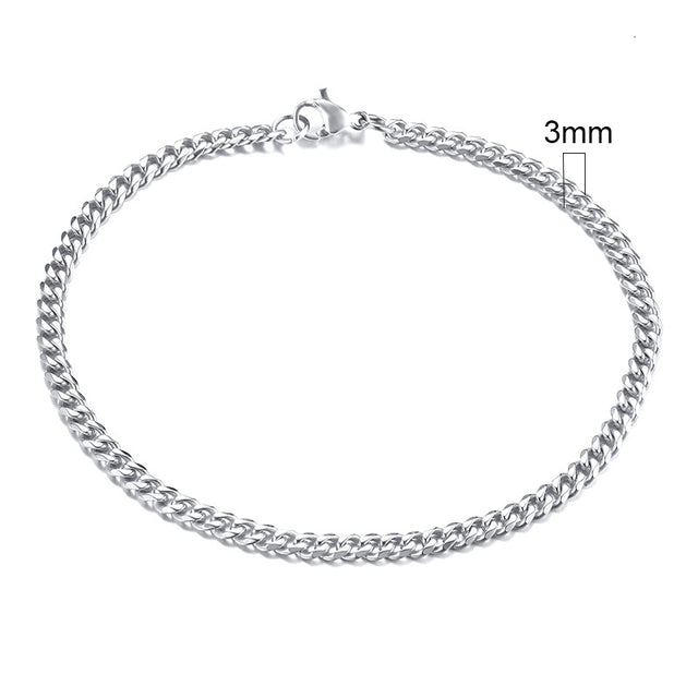 Simple Silver Curb Link Bracelet - Pexav