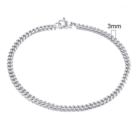 Simple Silver Curb Link Bracelet - Pexav