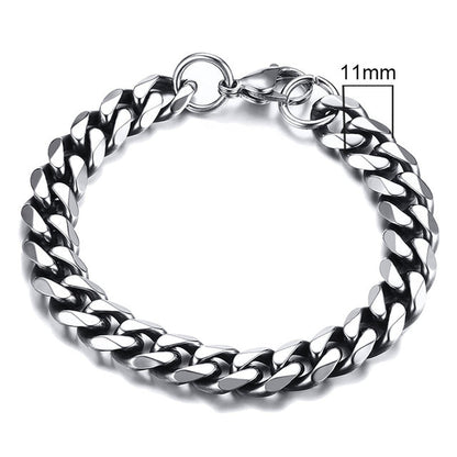 GRACE UNISEX CURB CHAIN BRACELET-.11CM Vintage Silver-18cm-Nora Luxe