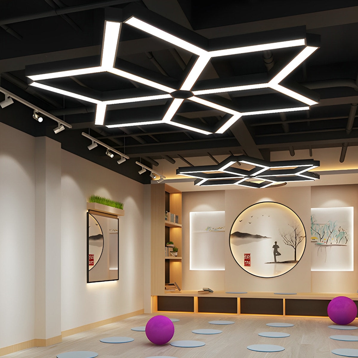 Sleek Contemporary LED Pendant Office Ceiling Light Fixture - Pexav