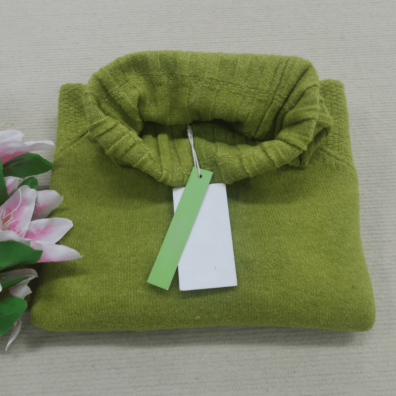 Grass Green Oversized Knitted Women's Turtleneck Sweater - Nora-S-Nora Luxe