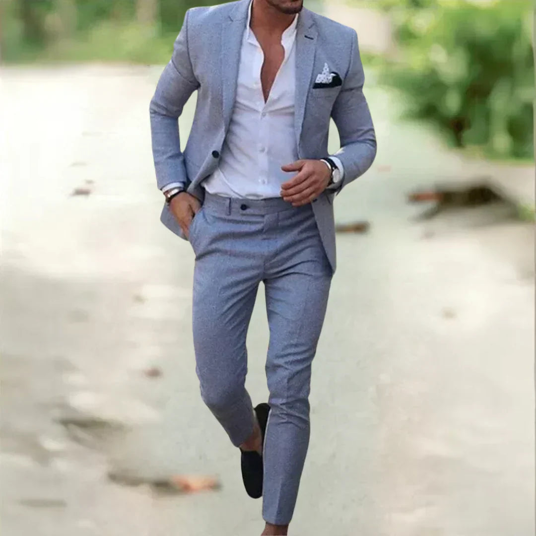 Men's Breathable Summer Suit - 2 Piece Slim Fit Jacket