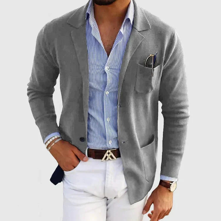 Slim Fit Men's Blazer with Classic Button Pockets