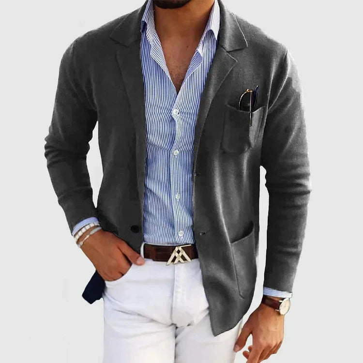 Slim Fit Men's Blazer with Classic Button Pockets