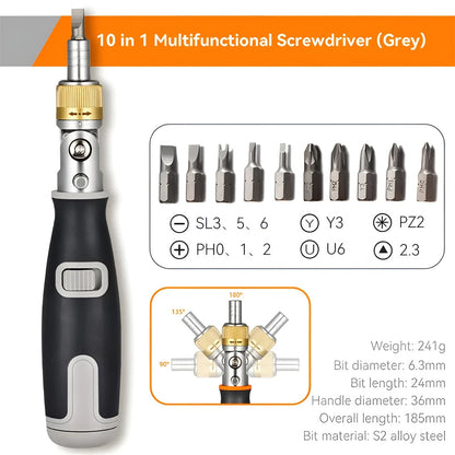 Versatile 10in1 Adjustable Pocket Screwdriver Set