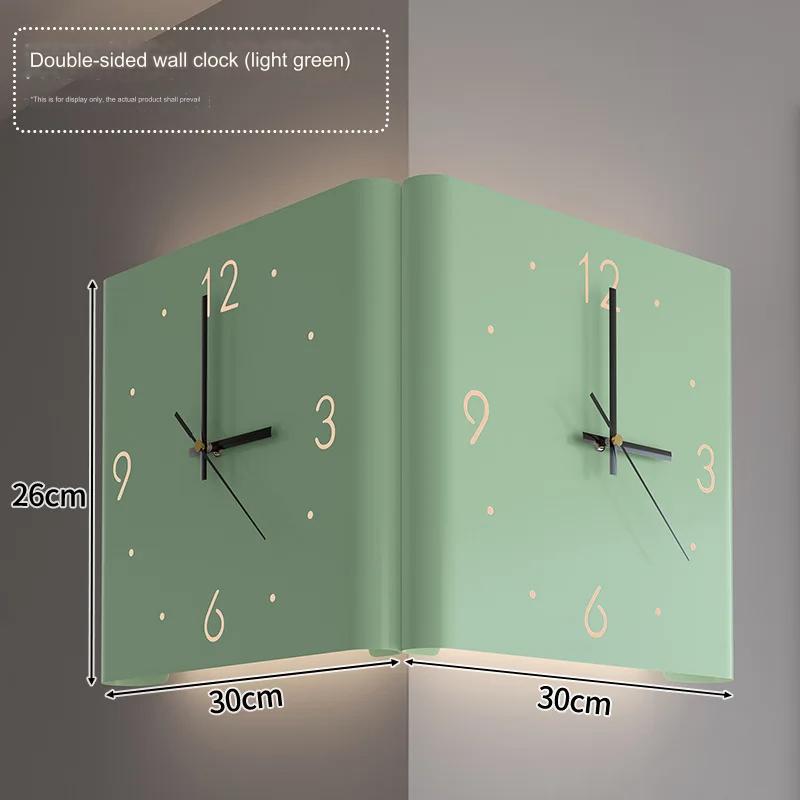 Quiet Dual Faced LED Corner Wall Clock