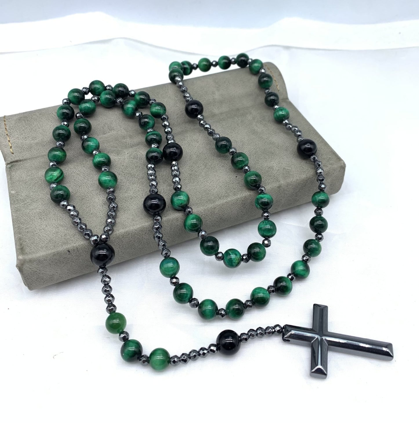 Men's Blue Gemstone Cross Chain Necklace