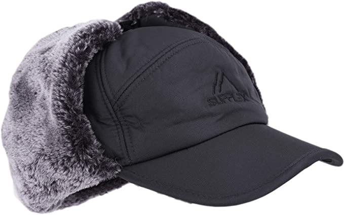 Warm Mens Snow Beanie Hat With Earflaps And Visor