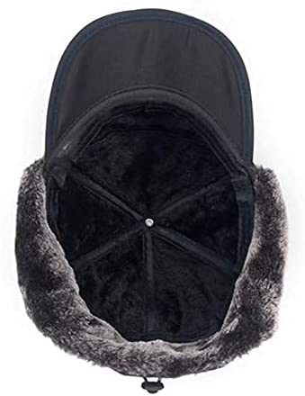 Warm Mens Snow Beanie Hat With Earflaps And Visor