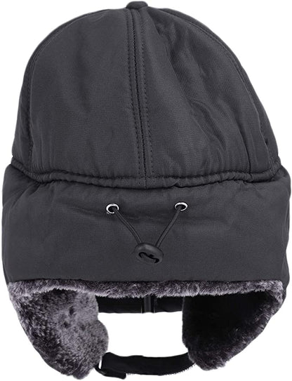 Warm Mens Snow Beanie Hat With Earflaps And Visor