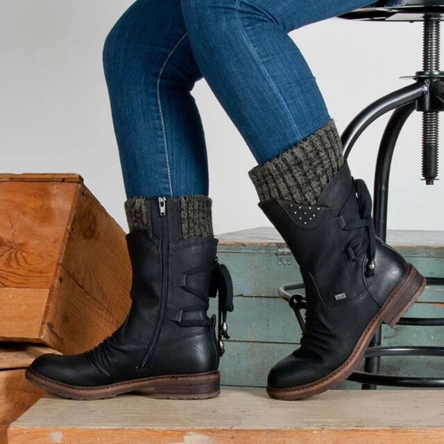 Half-height Snow Boots for Women - Bianca-Black-3.5-Nora Luxe