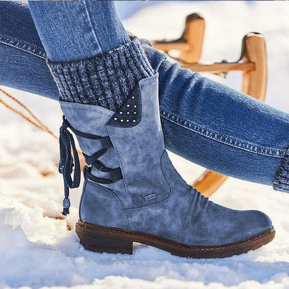 Half-height Snow Boots for Women - Bianca-Blue-3.5-Nora Luxe