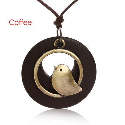 Handmade Vintage Leather Arrow Pendant Necklace-Coffee-Nora Luxe