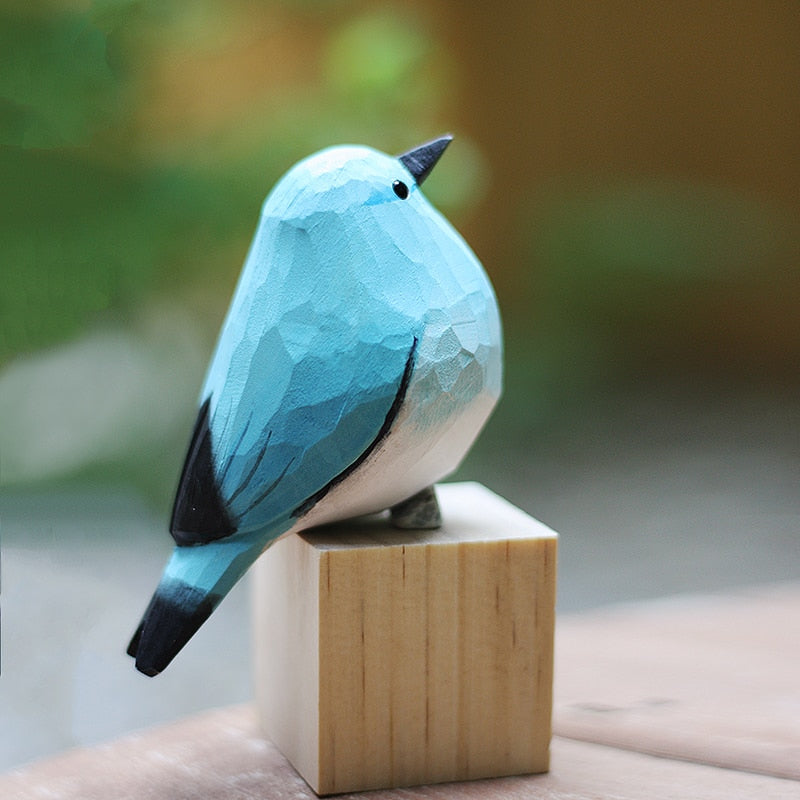 Handmade Wooden Birds - AuriBirds-Bluebird-Nora Luxe