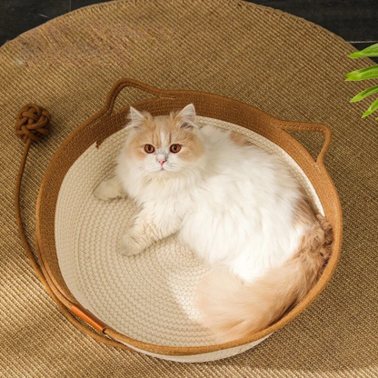 Handwoven Cotton Rope Bed for Cats - CozyNest-Gray-S-Nora Luxe