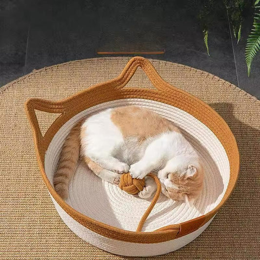 Natural Fiber Cat Bed - Comfy Pet Nest - Pexav