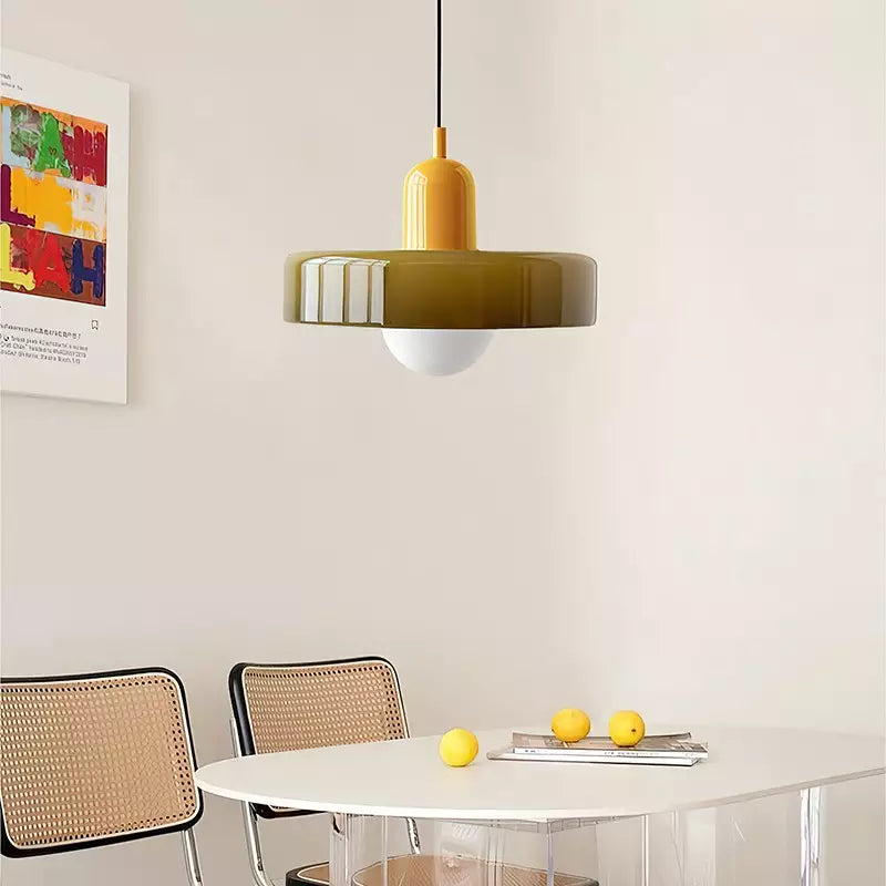 Hanging Lamp of Colored Glass - BauLume-Green-Red-9.8 × 7.1 inches-Nora Luxe