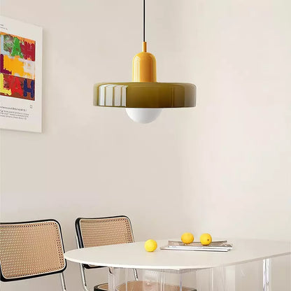 Hanging Lamp of Colored Glass - BauLume-Green-Red-9.8 × 7.1 inches-Nora Luxe