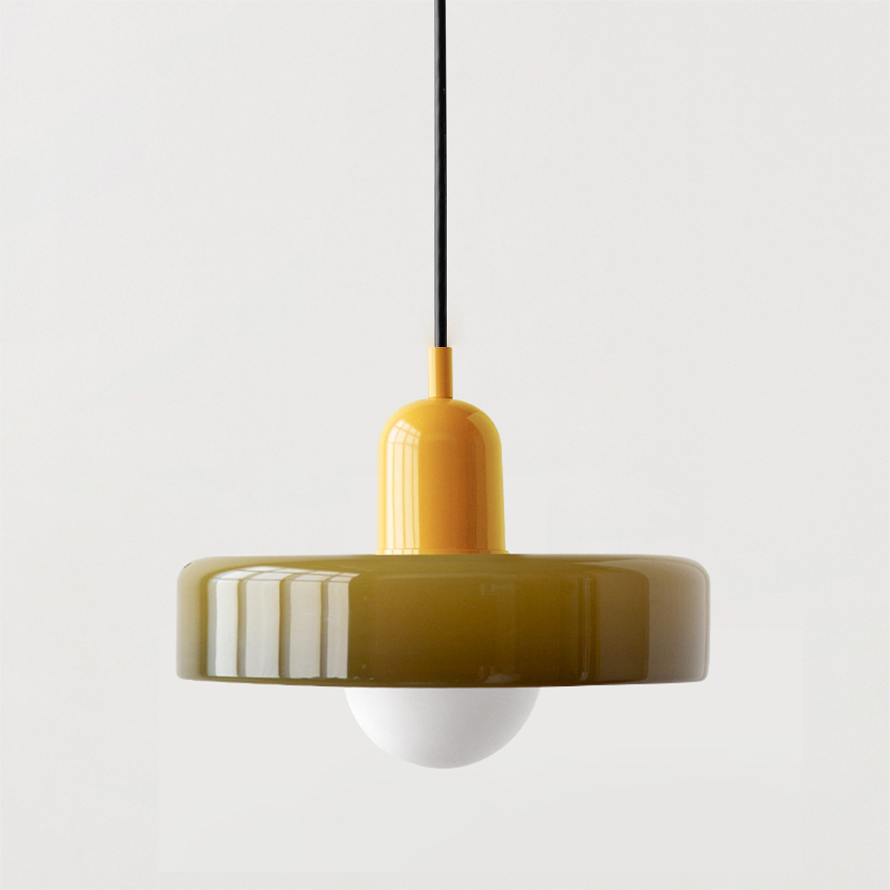 Hanging Lamp of Colored Glass - BauLume-Green-Red-9.8 × 7.1 inches-Nora Luxe