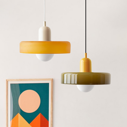 Hanging Lamp of Colored Glass - BauLume-Green-Red-9.8 × 7.1 inches-Nora Luxe
