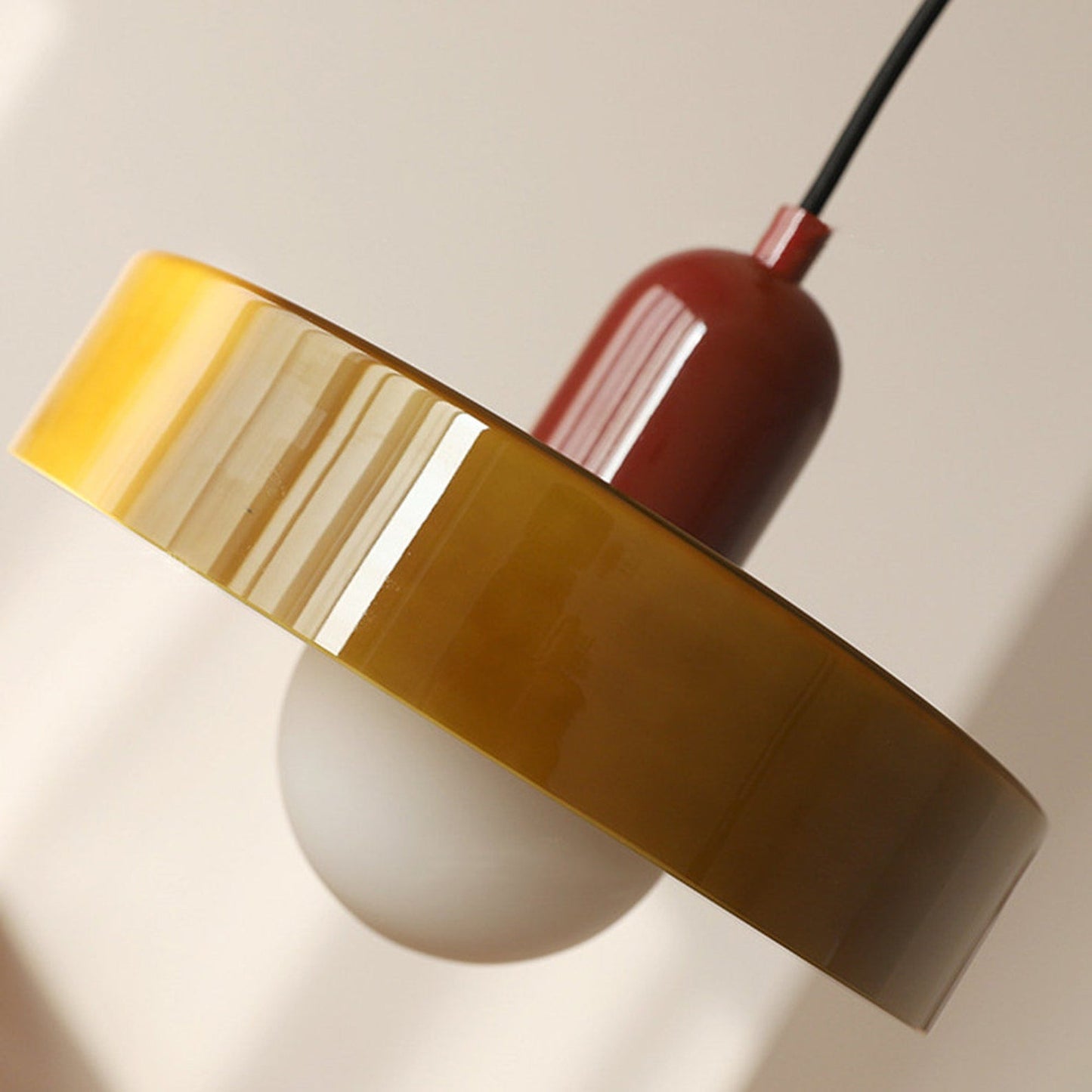 Hanging Lamp of Colored Glass - BauLume-Green-Red-9.8 × 7.1 inches-Nora Luxe